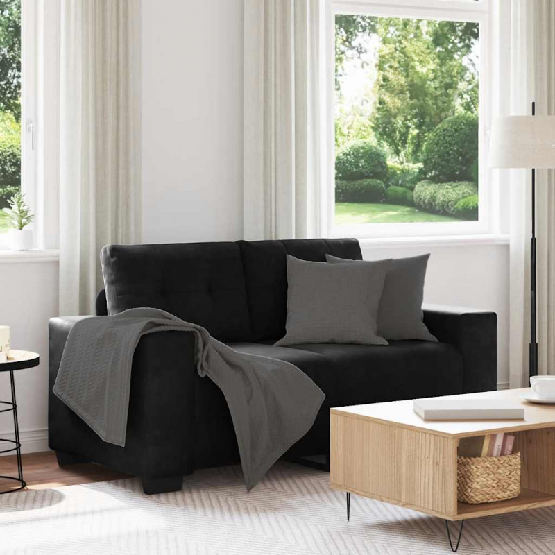 Sofa dwuosobowa czarna 160x77x82 cm aksamitna