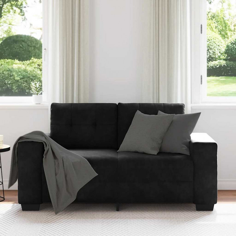 Sofa dwuosobowa czarna 160x77x82 cm aksamitna