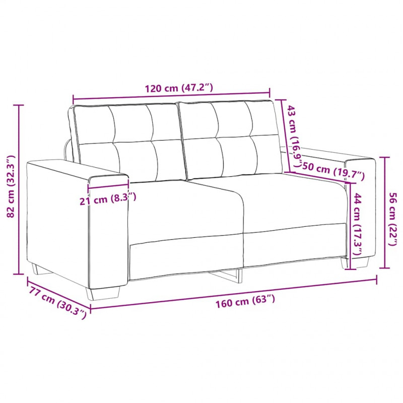 Sofa dwuosobowa czarna 160x77x82 cm aksamitna