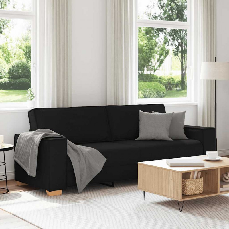 Sofa 3-osobowa Czarna 220x78x84 cm Tkanina