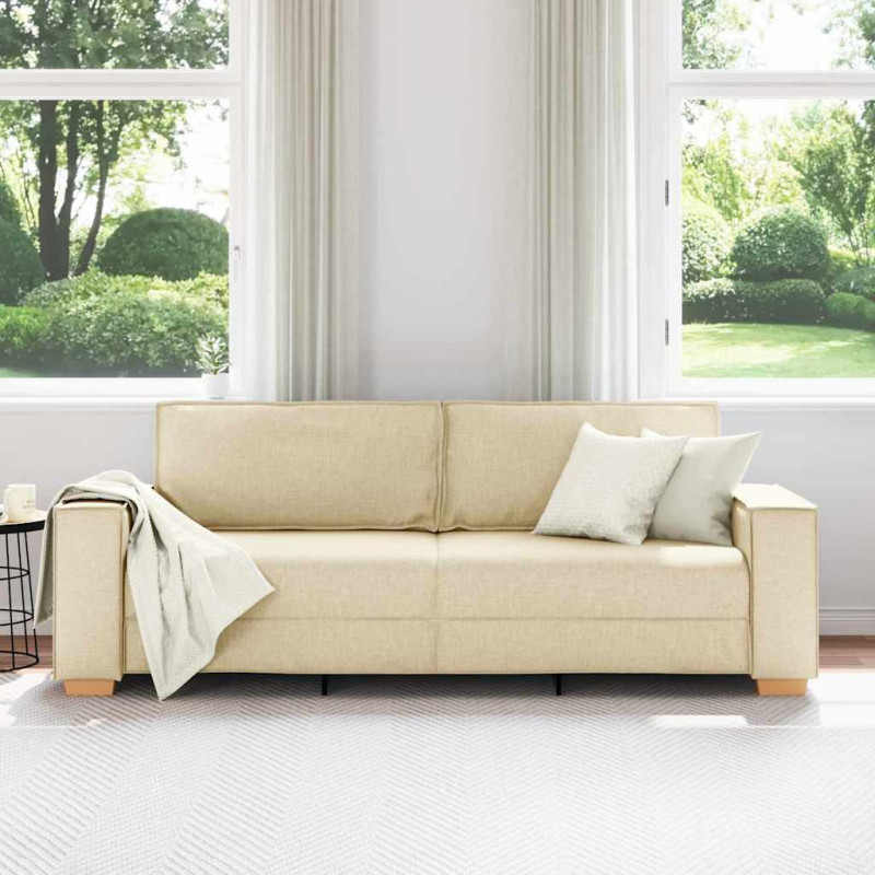 Sofa Kremowy 220 x 80 x 84 cm tkanina