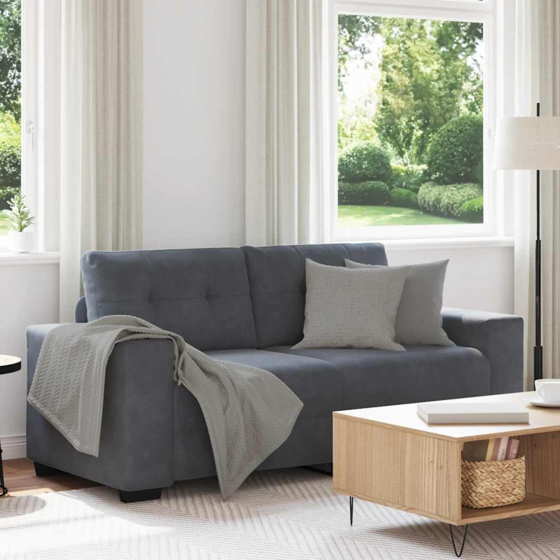 Sofa dwuosobowa Ciemnoszara 180x77x82 cm Aksamit