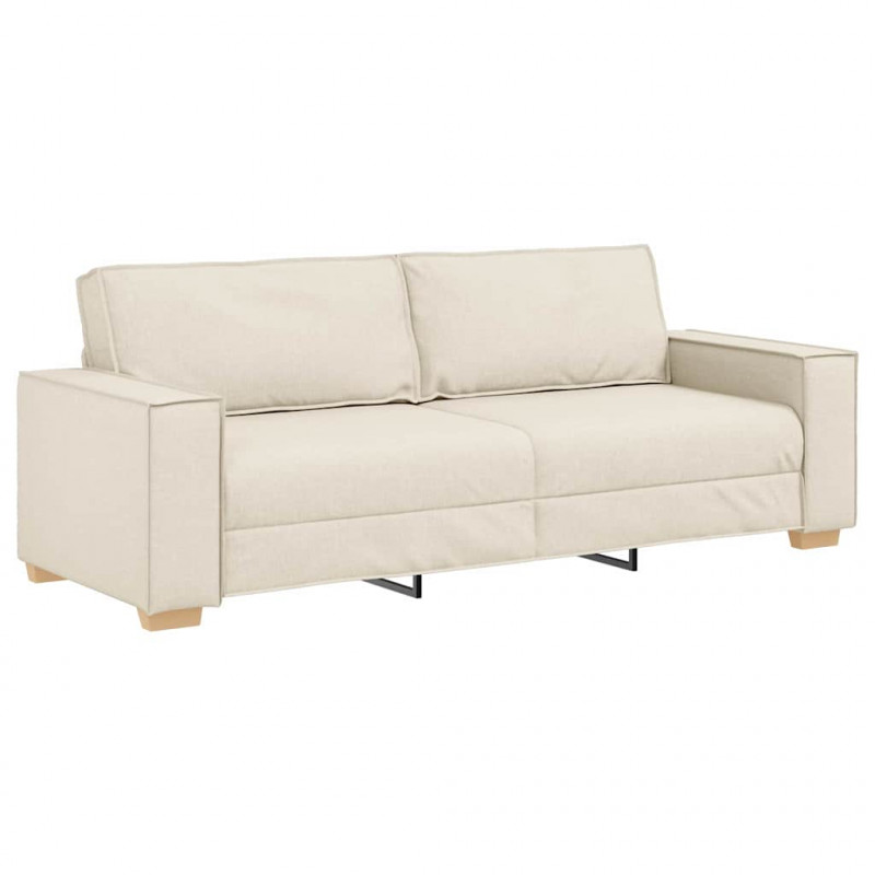 Sofa Beżowy 220 x 80 x 84 cm Tkanina lniana