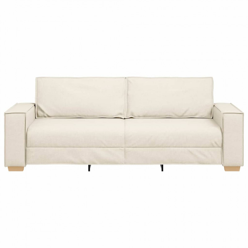 Sofa Beżowy 220 x 80 x 84 cm Tkanina lniana