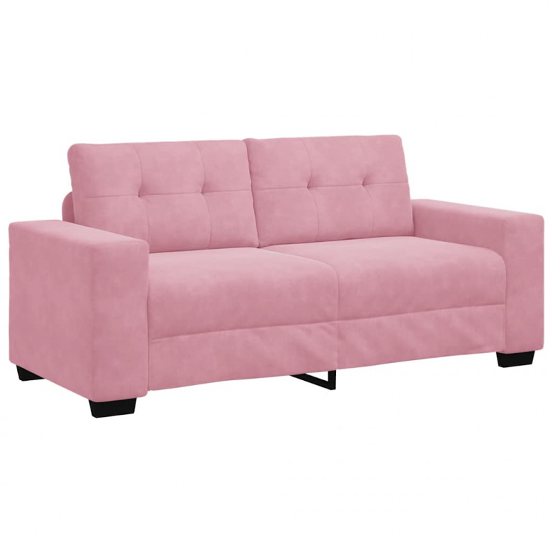 Sofa dwuosobowa, różowa, 180x77x82 cm, aksamit