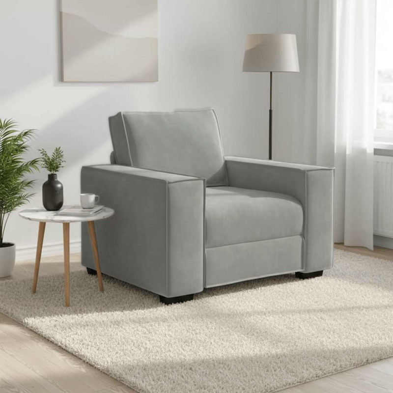 Sofa Fotel Jasnoszary 100x78x84 cm Aksamit