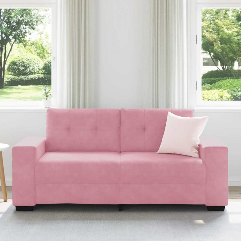 Sofa dwuosobowa, różowa, 180x77x82 cm, aksamit