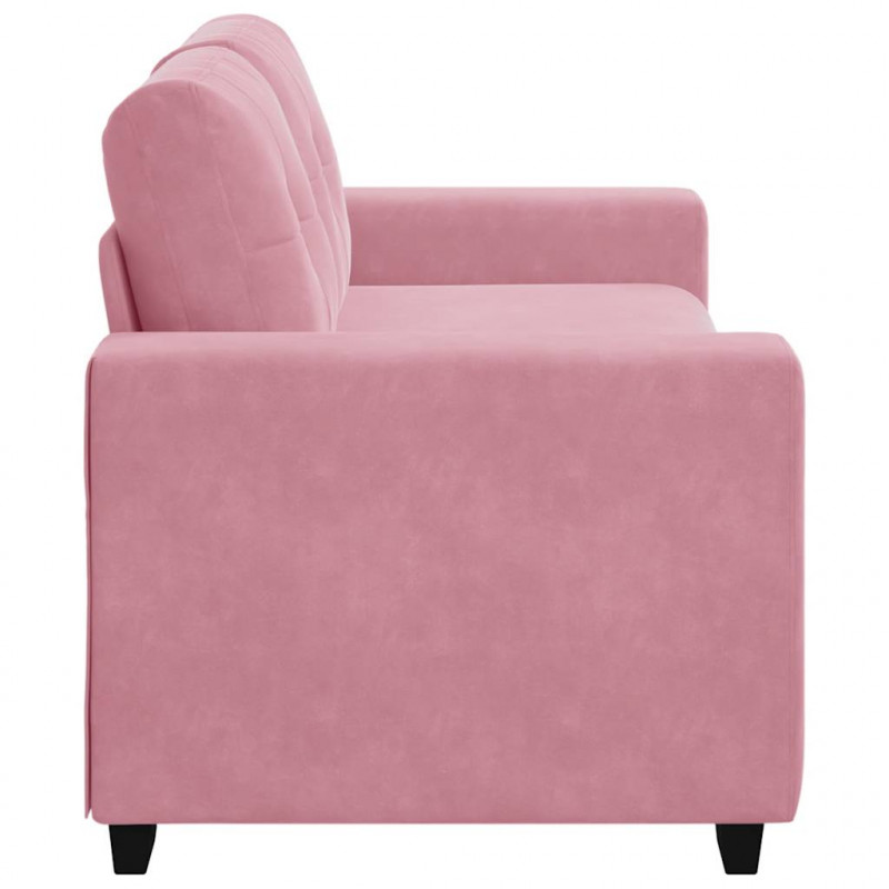 Sofa dwuosobowa, różowa, 180x77x82 cm, aksamit