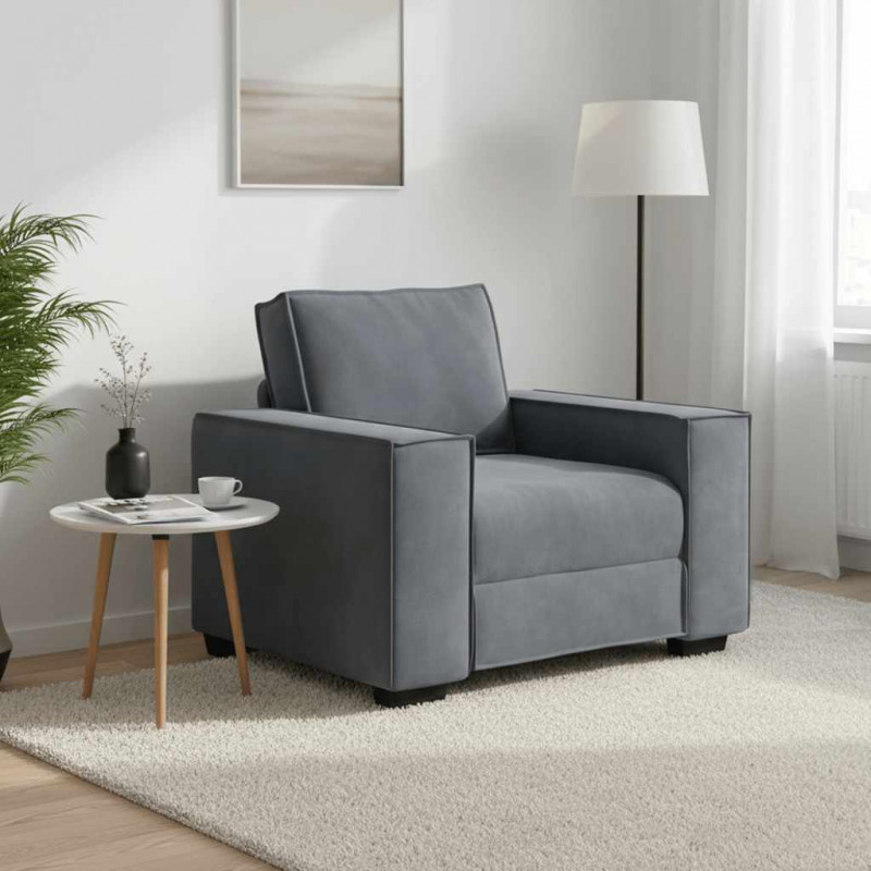 Sofa Fotel Ciemnoszary 100x78x84 cm Aksamit