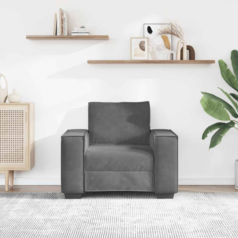 Sofa Fotel Ciemnoszary 100x78x84 cm Aksamit