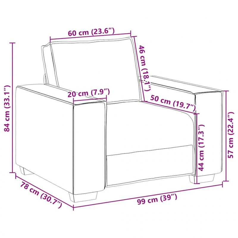 Sofa Fotel Ciemnoszary 100x78x84 cm Aksamit