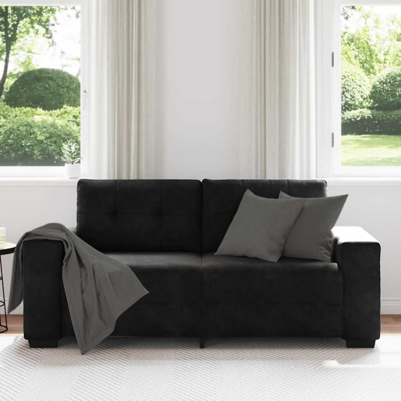 Sofa dwuosobowa czarna 180x77x82 cm aksamitna