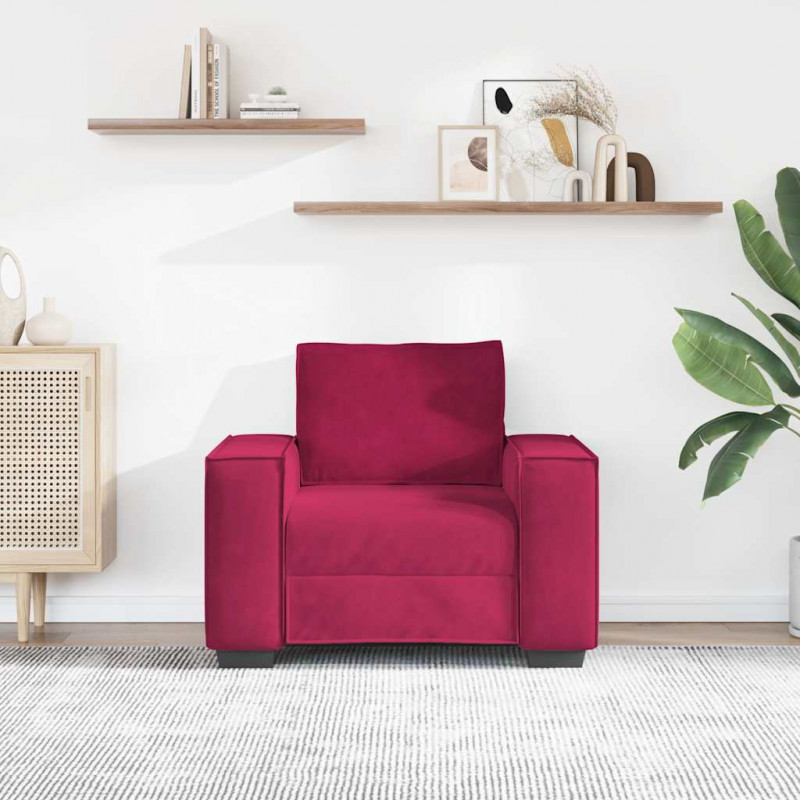 Sofa Fotel Wino Czerwone 100x78x84 cm Aksamit