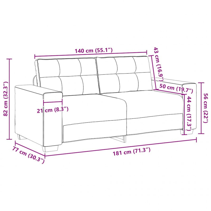 Sofa dwuosobowa czarna 180x77x82 cm aksamitna