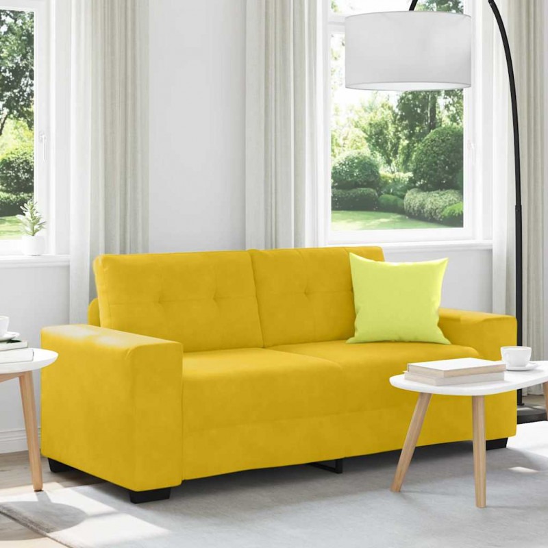 Sofa dwuosobowa, żółta, 180x77x82 cm, aksamit