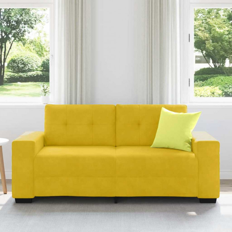 Sofa dwuosobowa, żółta, 180x77x82 cm, aksamit