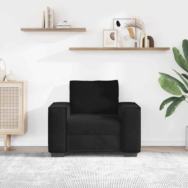 Sofa Fotel Czarny 100x78x84 cm Aksamit
