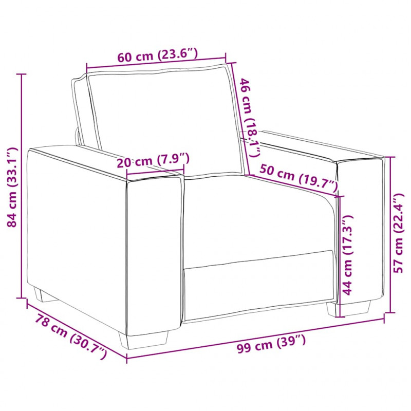 Sofa Fotel Czarny 100x78x84 cm Aksamit