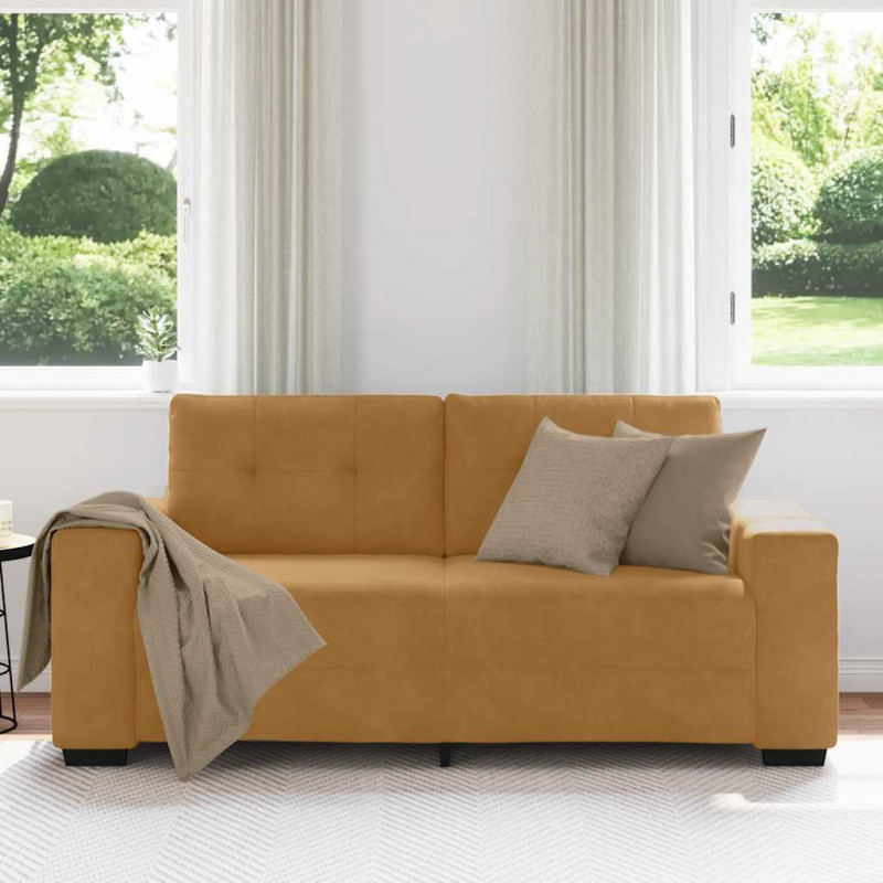Sofa dwuosobowa, brązowa, 180x77x82 cm, aksamit