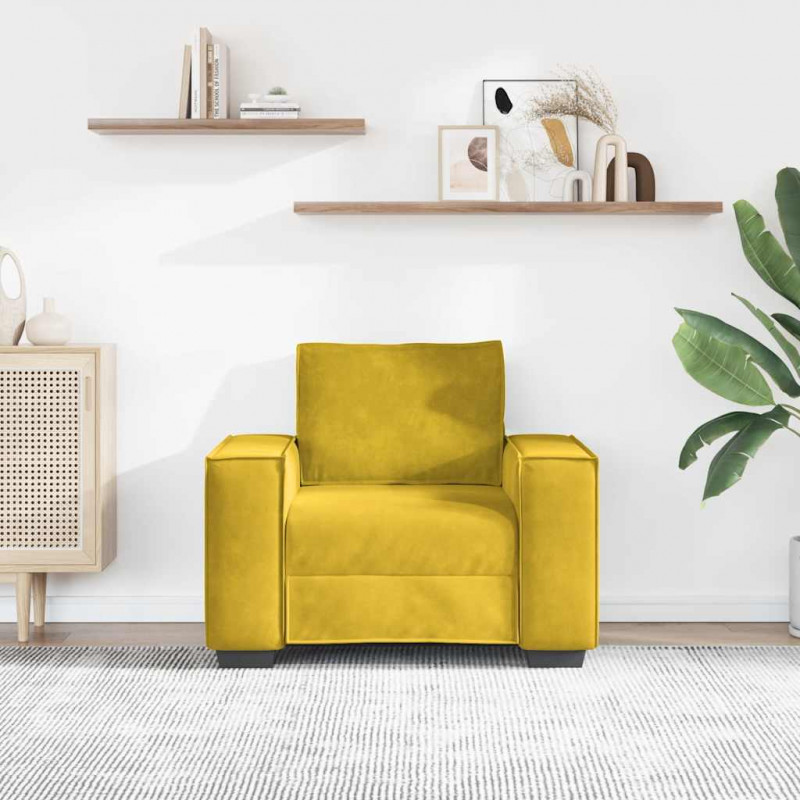 Sofa Fotel Żółty 100x78x84 cm Aksamit