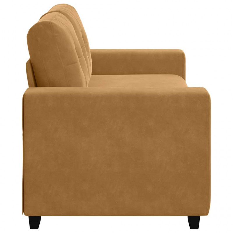 Sofa dwuosobowa, brązowa, 180x77x82 cm, aksamit