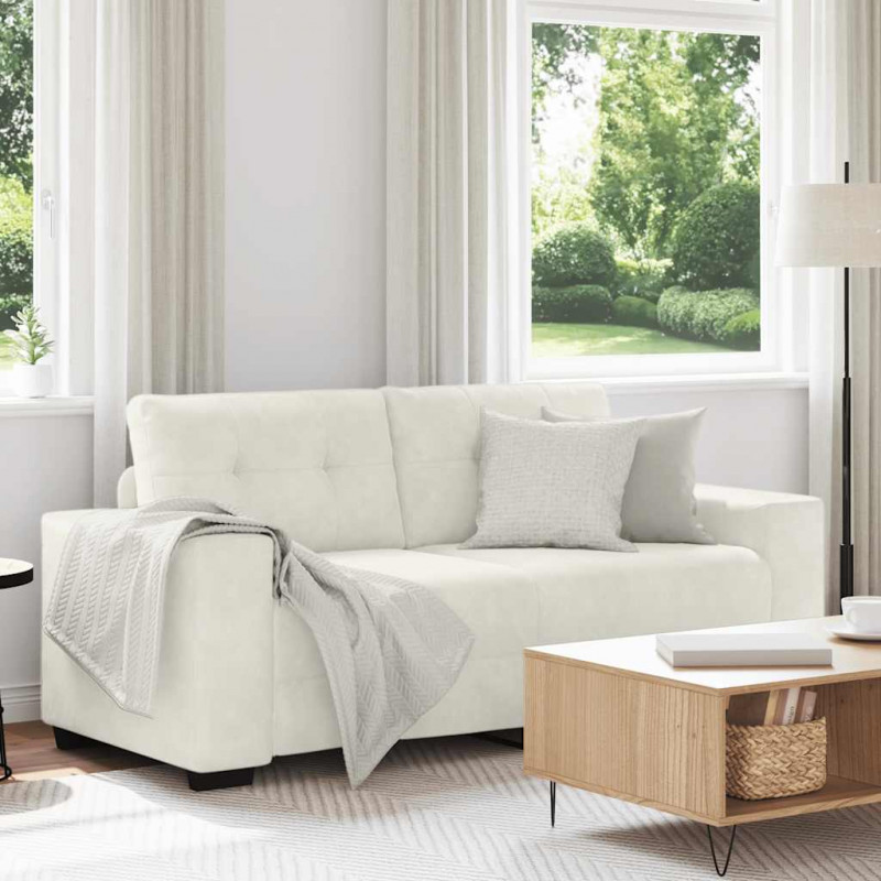 Sofa dwuosobowa, kremowa, 180x77x82 cm, aksamit
