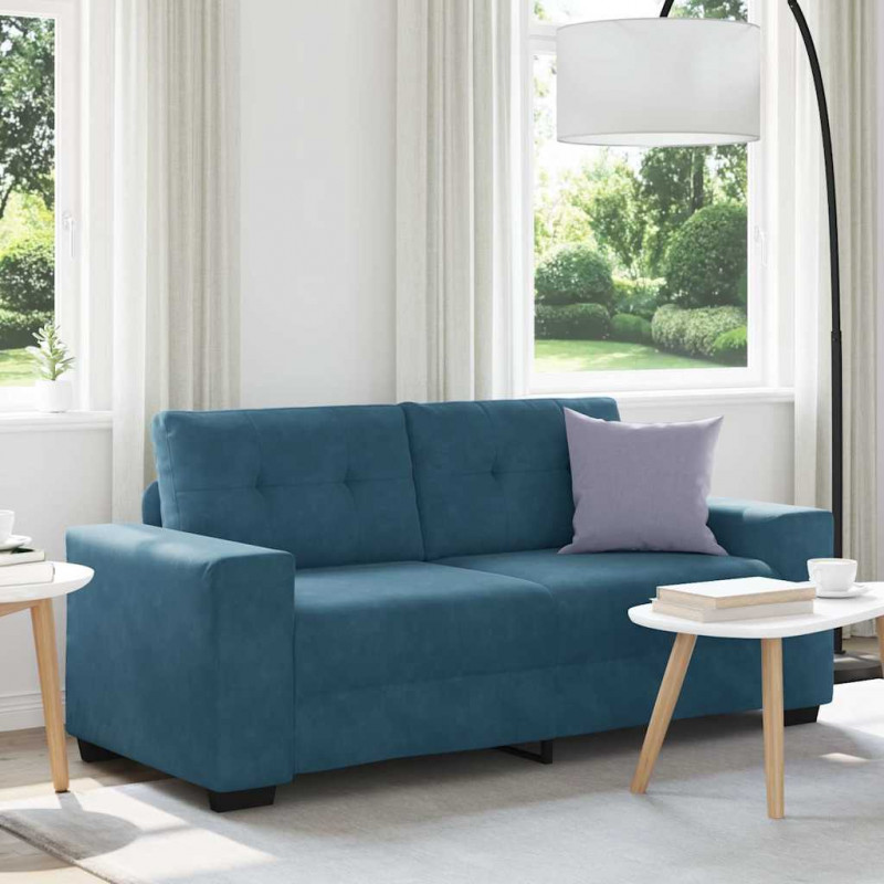 Sofa dwuosobowa, niebieska, 180x77x82 cm, aksamit