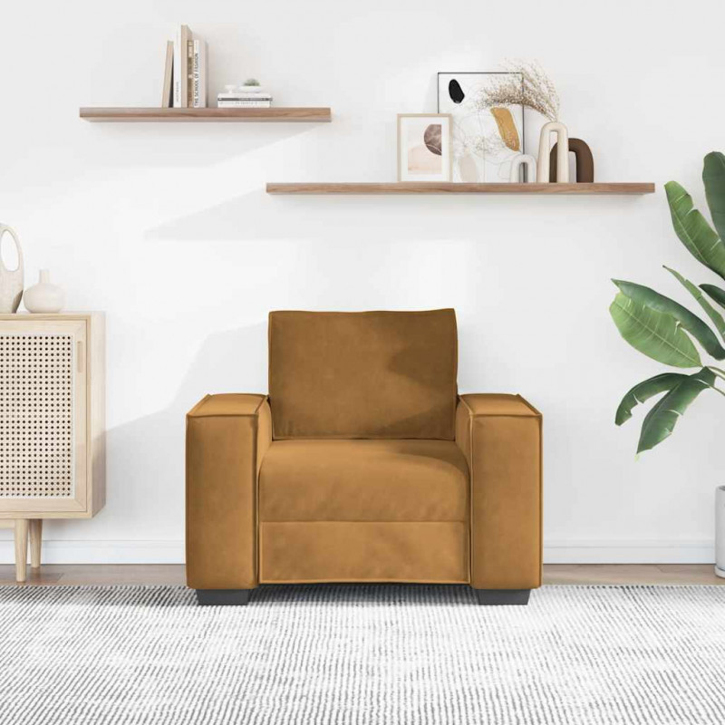 Sofa Fotel Brązowy 100x78x84 cm Aksamit