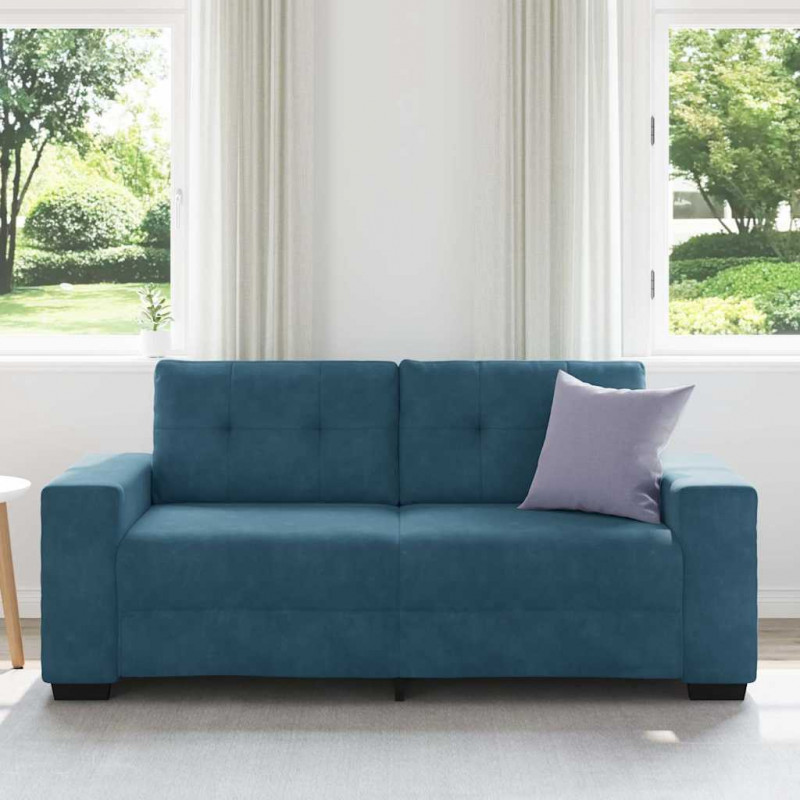 Sofa dwuosobowa, niebieska, 180x77x82 cm, aksamit