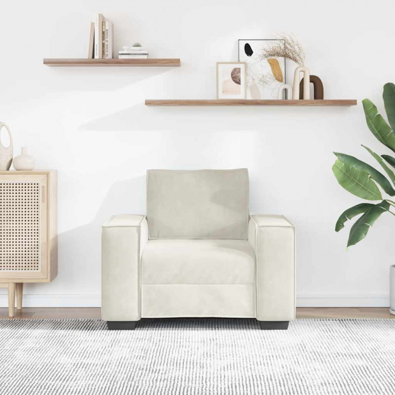 Sofa Fotel Kremowy 100x78x84 cm Aksamit