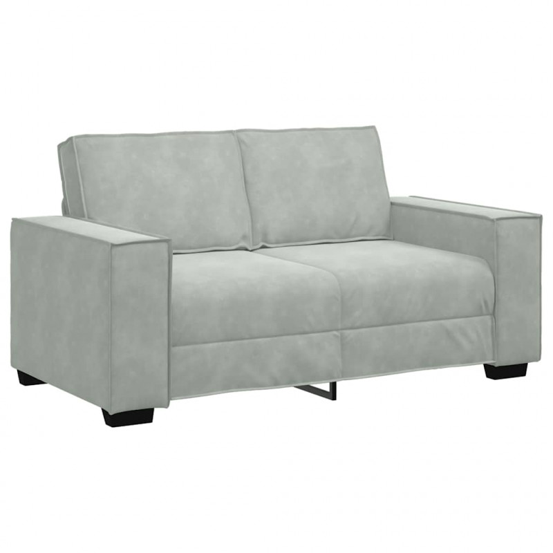 Sofa 2-osobowa, jasnoszara, 160x78x84 cm, tapicerowana aksamitem