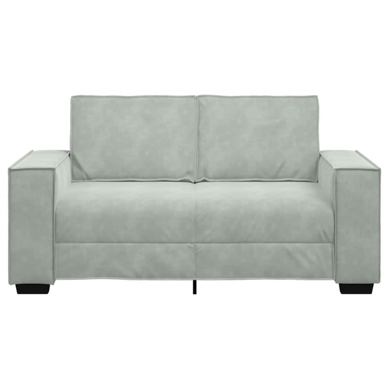 Sofa 2-osobowa, jasnoszara, 160x78x84 cm, tapicerowana aksamitem