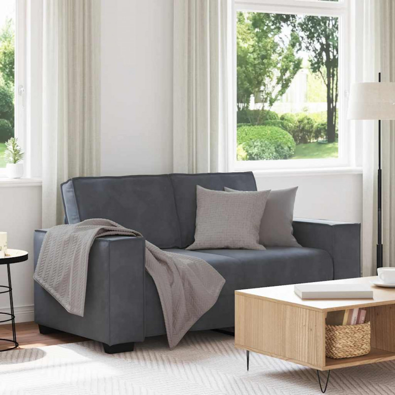 Sofa 2-osobowa, ciemnoszary, 160x78x84 cm, tapicerowana aksamitem