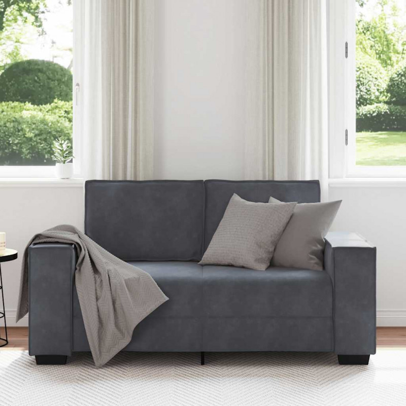 Sofa 2-osobowa, ciemnoszary, 160x78x84 cm, tapicerowana aksamitem