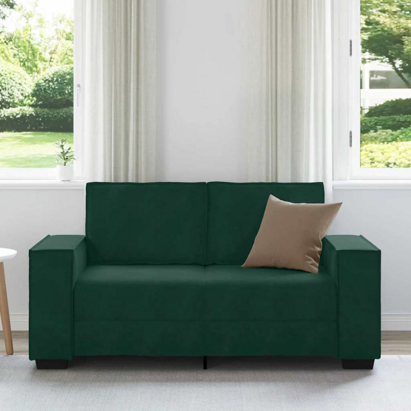 Sofa 2-osobowa, ciemnozielona, 160x78x84 cm, tapicerowana aksamitem