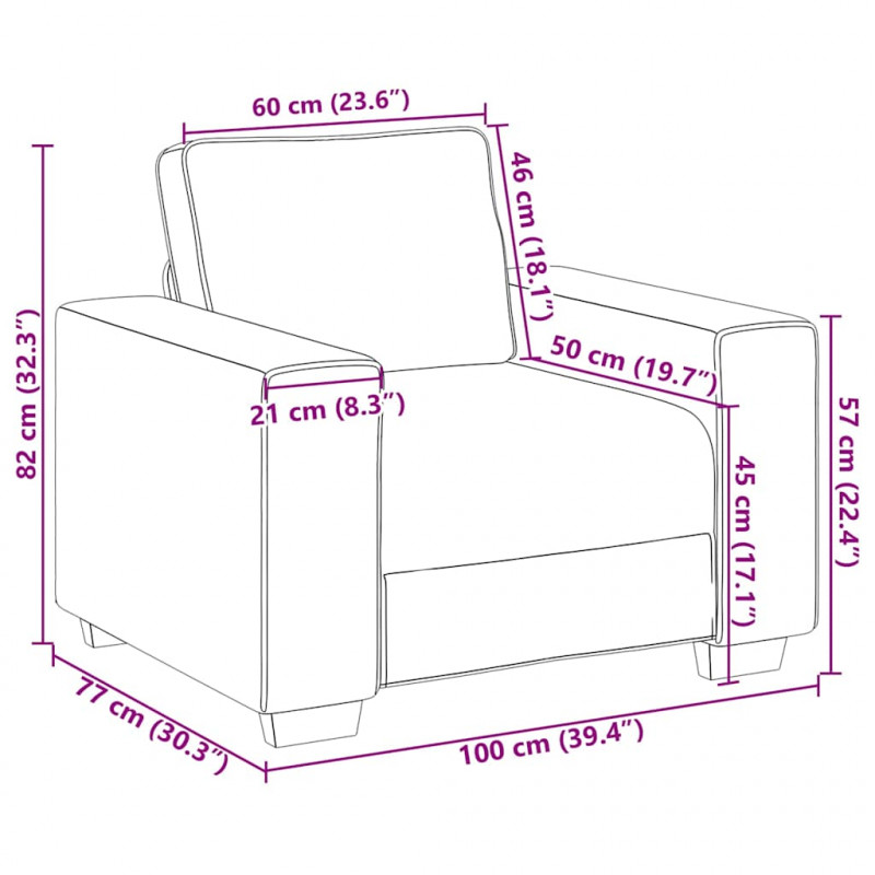 Sofa Fotel Wino Czerwone 100x77x82 cm Tkanina