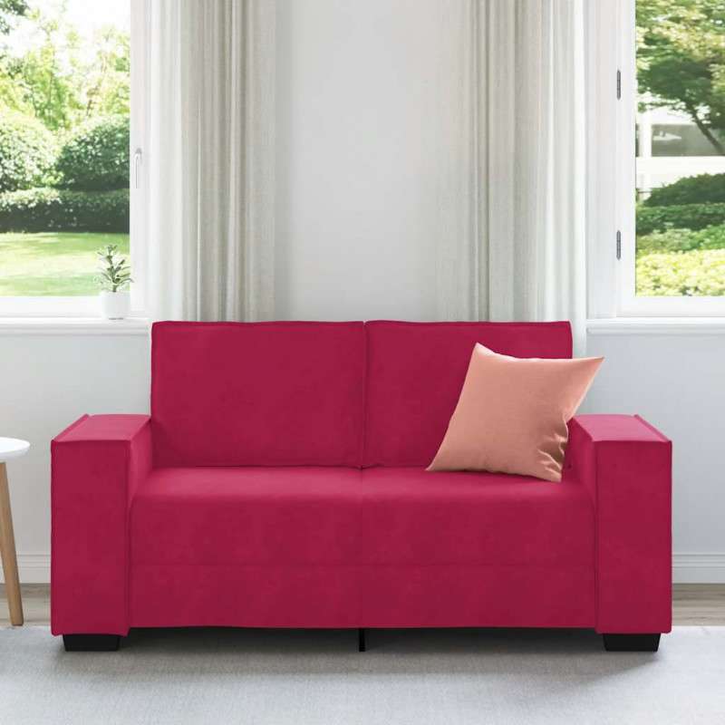 Sofa 2-osobowa, winna czerwień, 160x78x84 cm, tapicerowana aksamitem