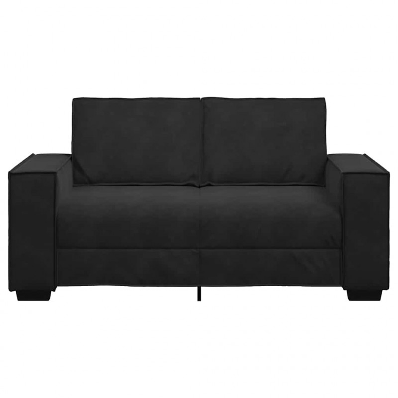 Sofa 2-osobowa, czarna, 160x78x84 cm, tapicerowana aksamitem