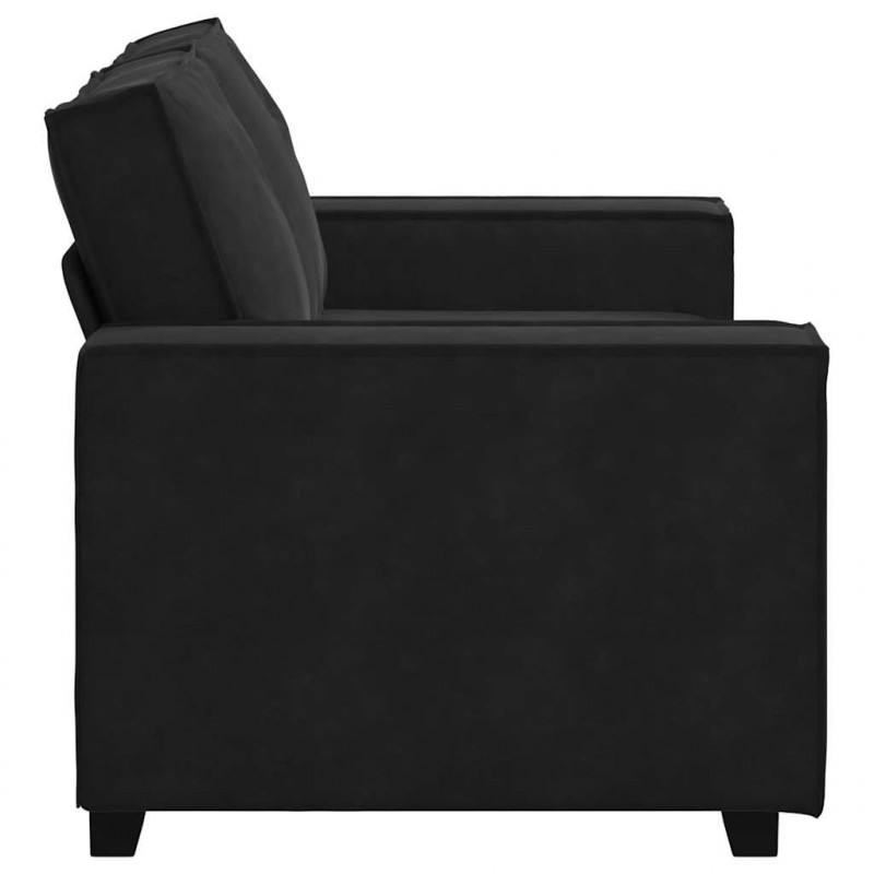 Sofa 2-osobowa, czarna, 160x78x84 cm, tapicerowana aksamitem