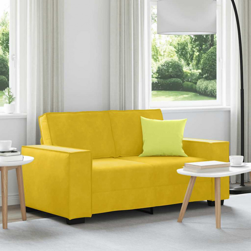 Sofa 2-osobowa, żółta, 160x78x84 cm, tapicerowana aksamitem