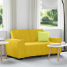 Sofa 2-osobowa, żółta, 160x78x84 cm, tapicerowana aksamitem