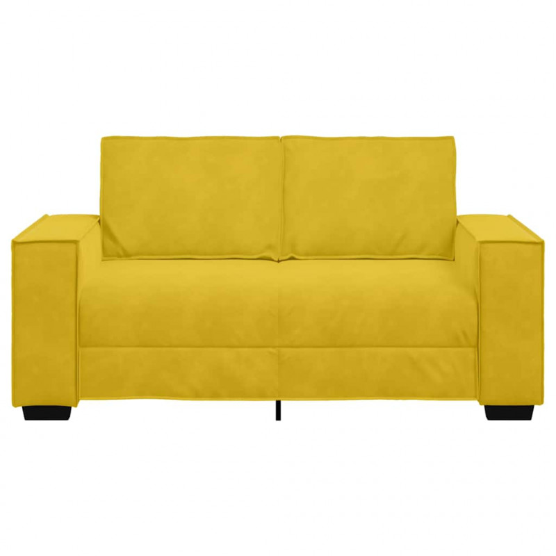 Sofa 2-osobowa, żółta, 160x78x84 cm, tapicerowana aksamitem