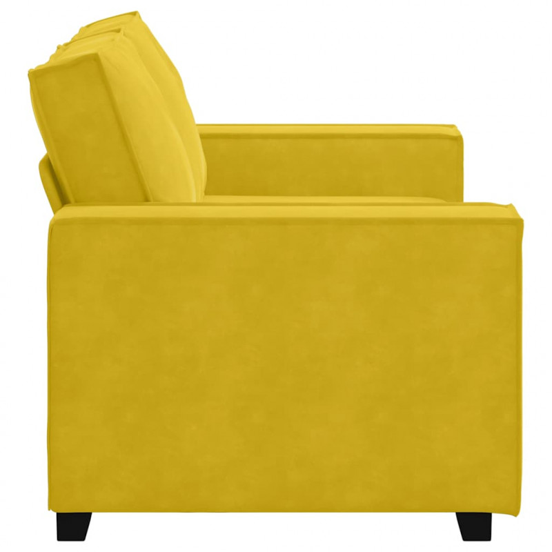 Sofa 2-osobowa, żółta, 160x78x84 cm, tapicerowana aksamitem