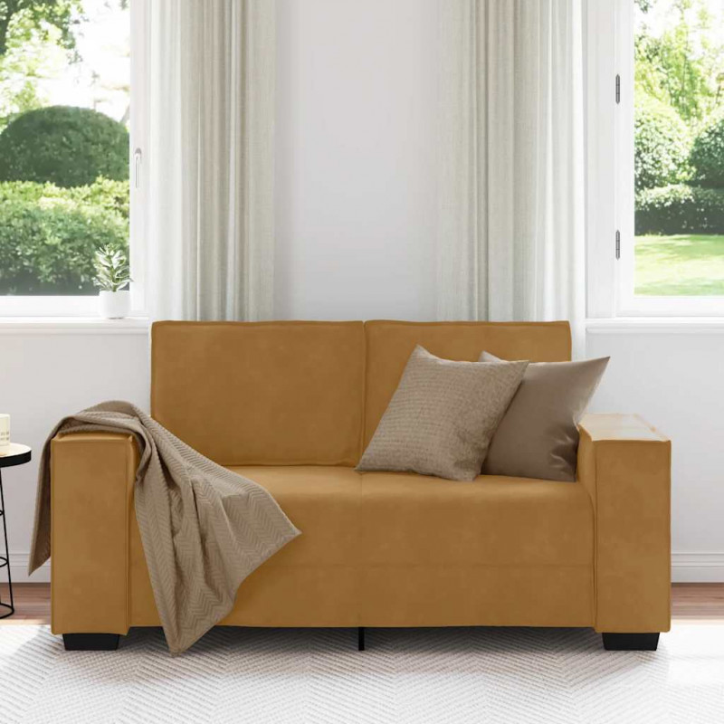 Sofa 2-osobowa, brązowy, 160x78x84 cm, tapicerowana aksamitem