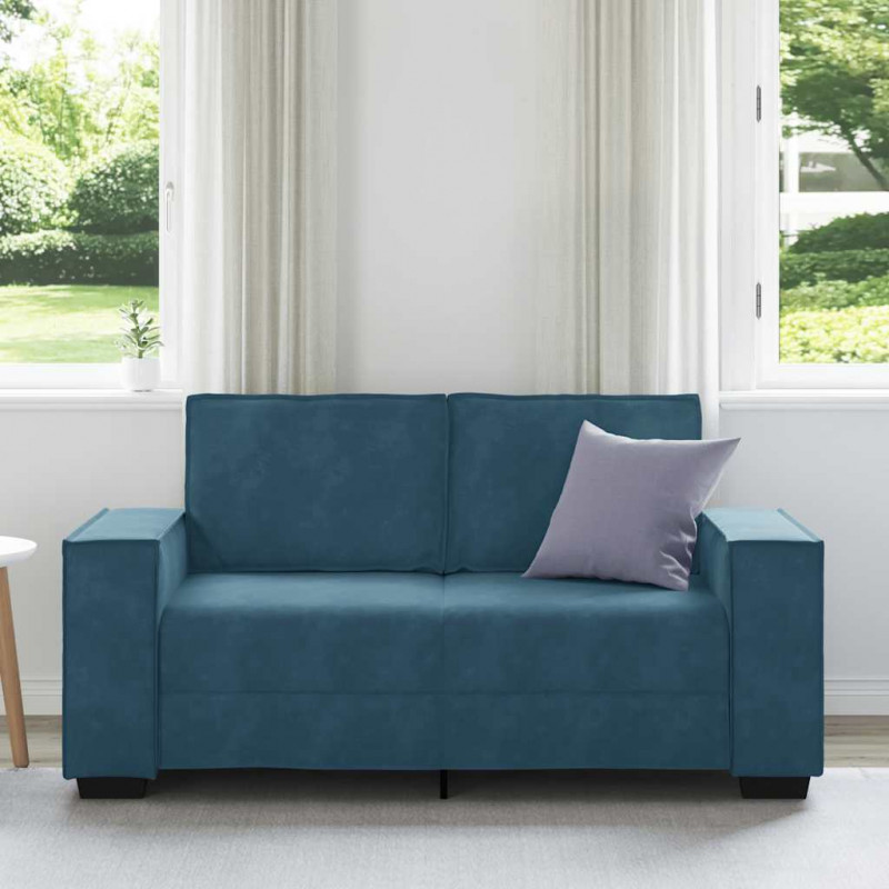 Sofa 2-osobowa, niebieski, 160x78x84 cm, tapicerowana aksamitem