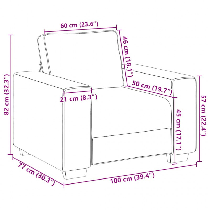 Sofa Fotel Kremowy 100x77x82 cm Tkanina