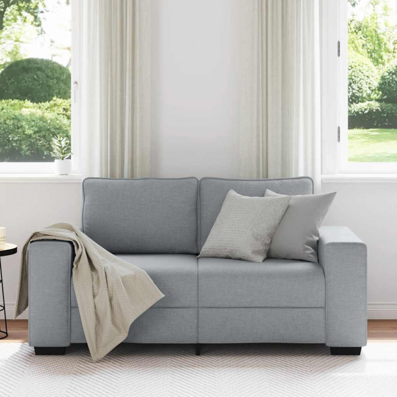 Sofa 2-osobowa Jasnoszara 160x77x82 cm Tkanina