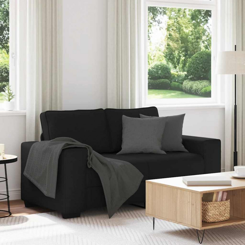 Sofa 2-osobowa Czarna 160x77x82 cm Tkanina