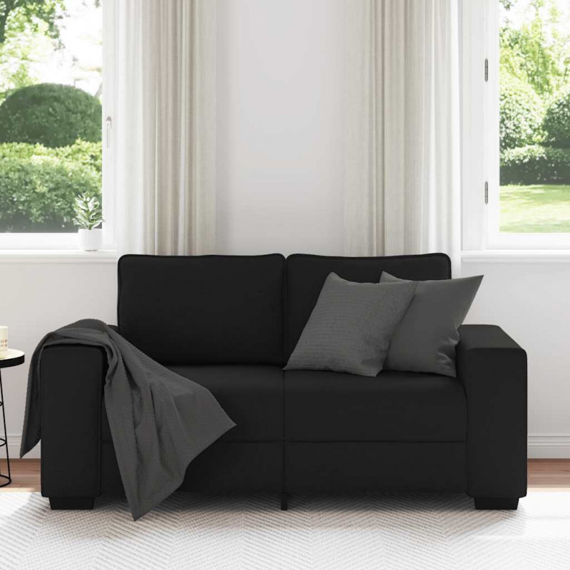 Sofa 2-osobowa Czarna 160x77x82 cm Tkanina