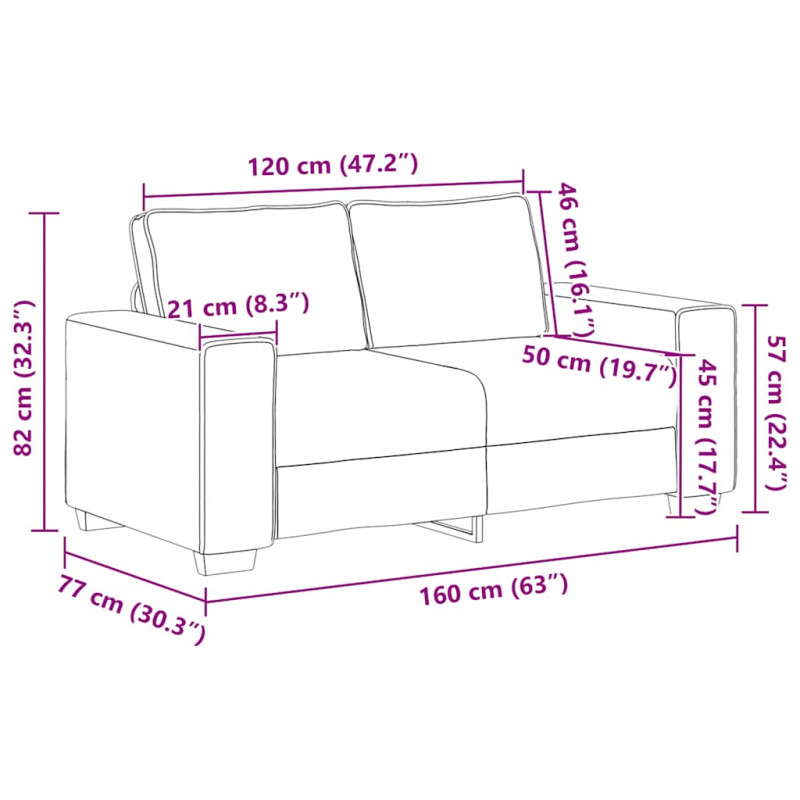 Sofa 2-osobowa Czarna 160x77x82 cm Tkanina